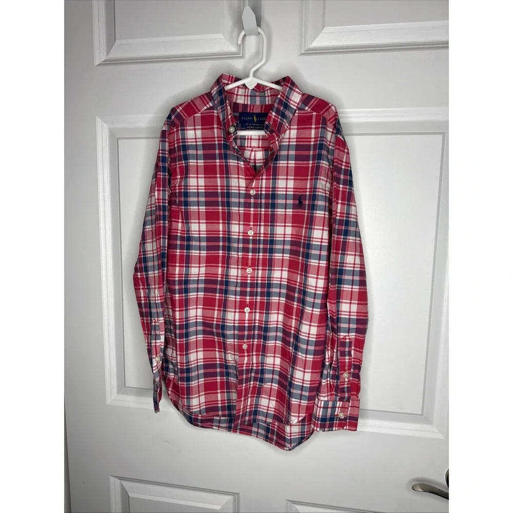 Ralph Lauren Kids Plaid Button Down‎ Shirt Size M (10-12) Red Blue
